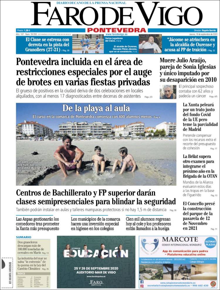 Portada de El Faro de Vigo - Pontevedra (Espa&ntilde;a)