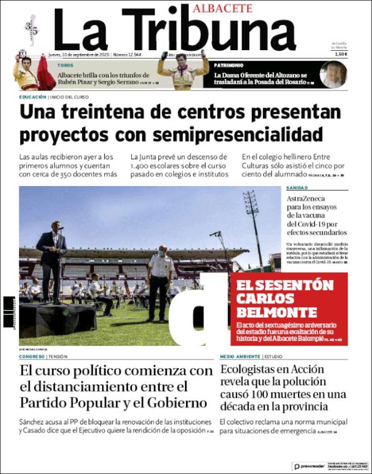 Portada de La Tribuna de Albacete (Espa&ntilde;a)