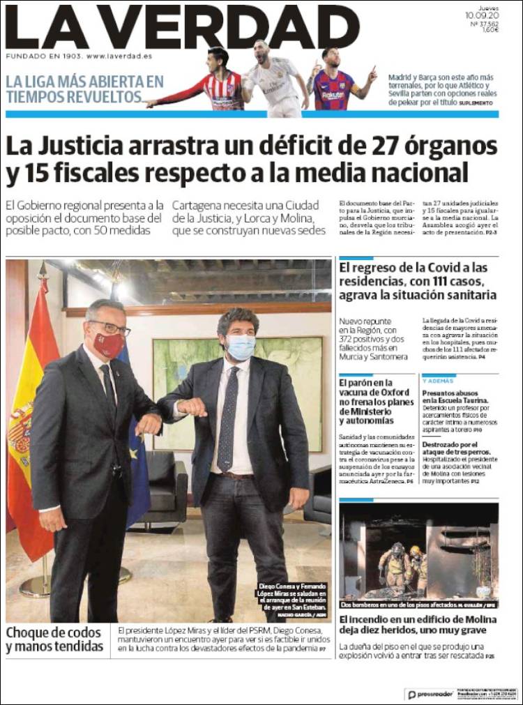 Portada de La Verdad de Murcia (Espa&ntilde;a)
