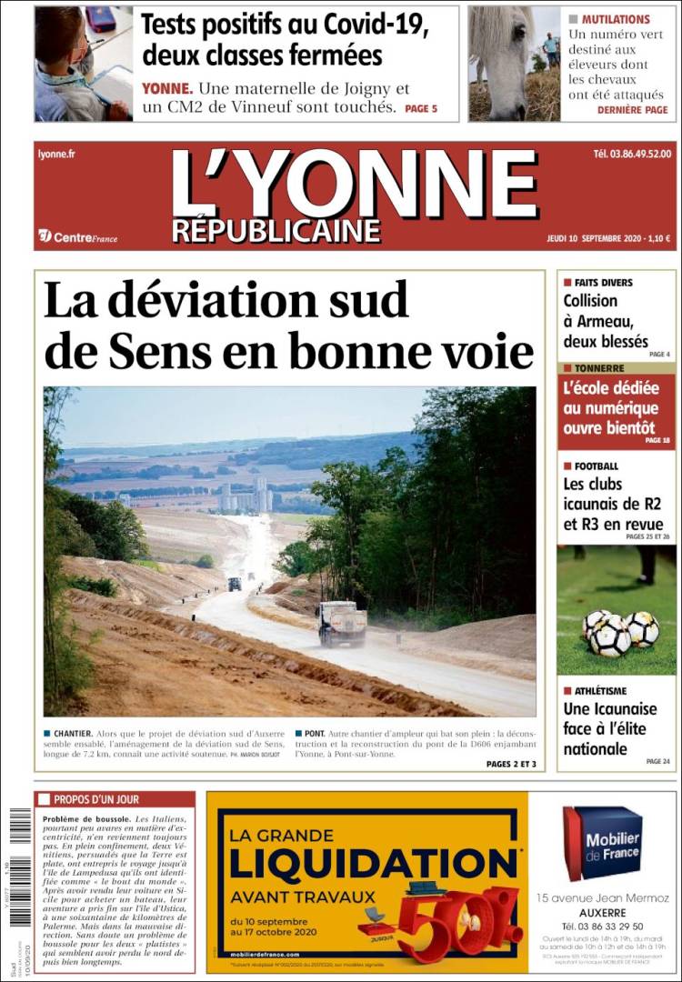 Portada de L'Yonne-Républicaine (Francia)