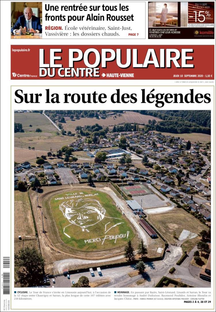 Portada de Le Populaire du Centre (Francia)