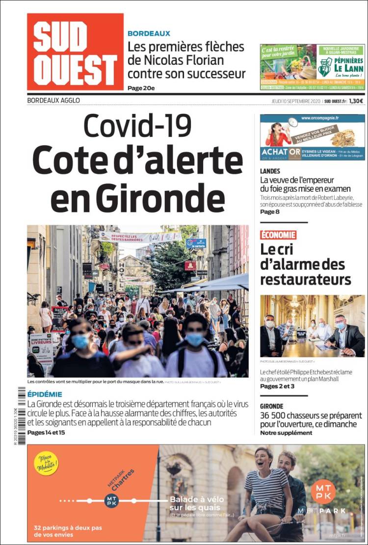 Portada de Sud Ouest (Francia)