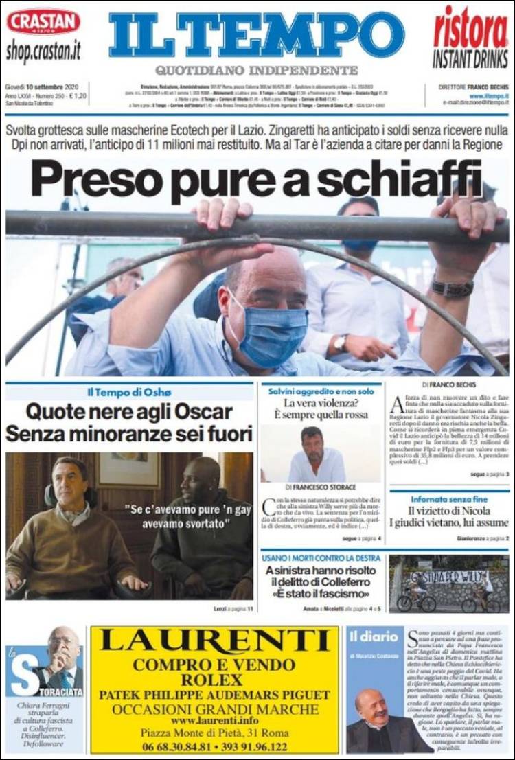 Portada de Il Tempo (Italia)