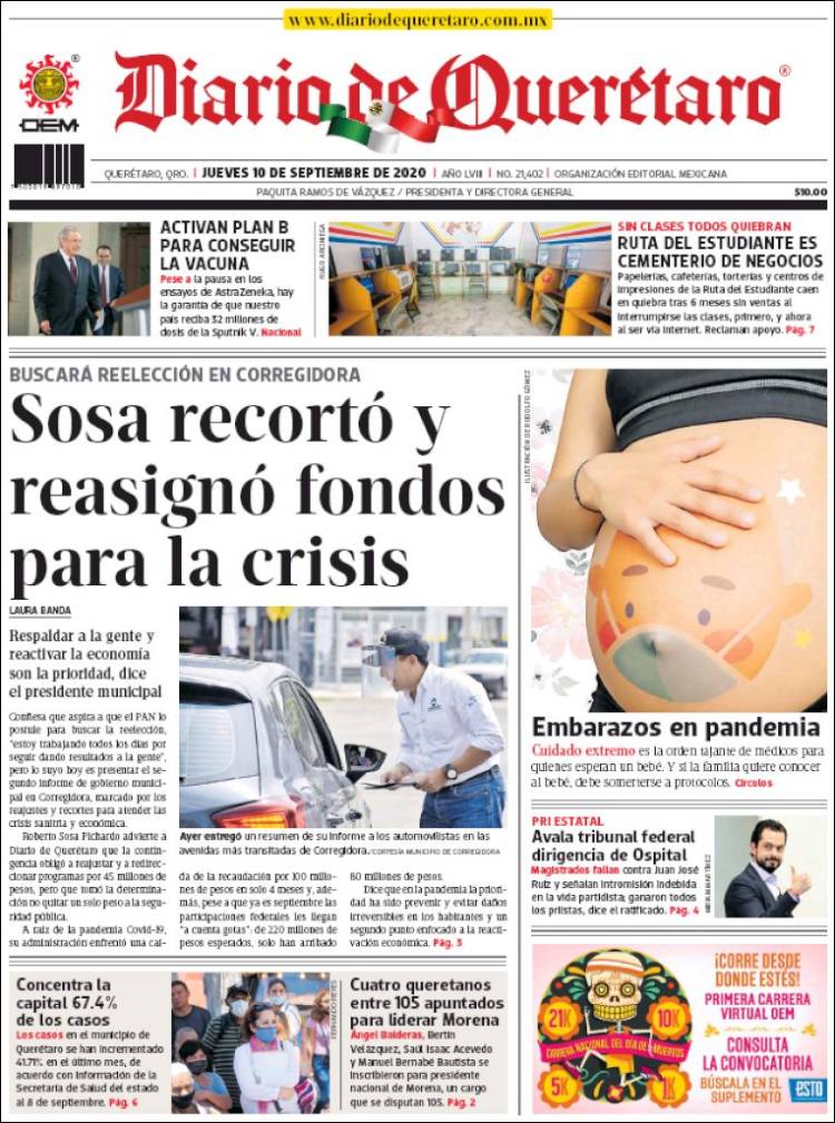 Portada de Diario de Querétaro (Mexico)