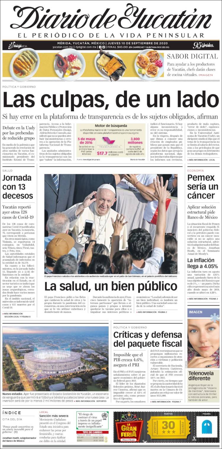 Portada de Diario de Yucatán (Mexico)