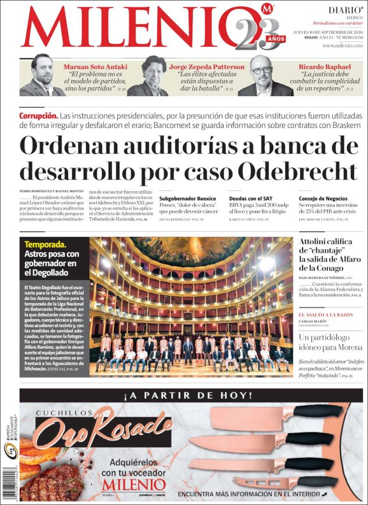 Portada de Milenio - Jalisco (México)