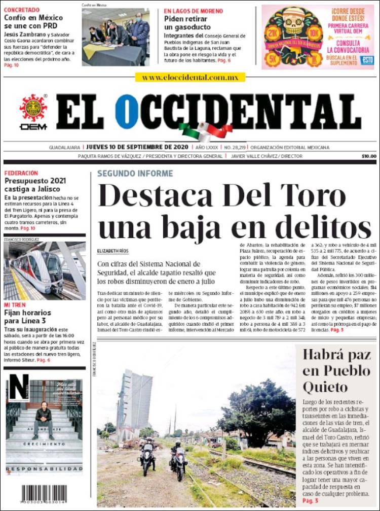 Portada de El Occidental (Mexico)