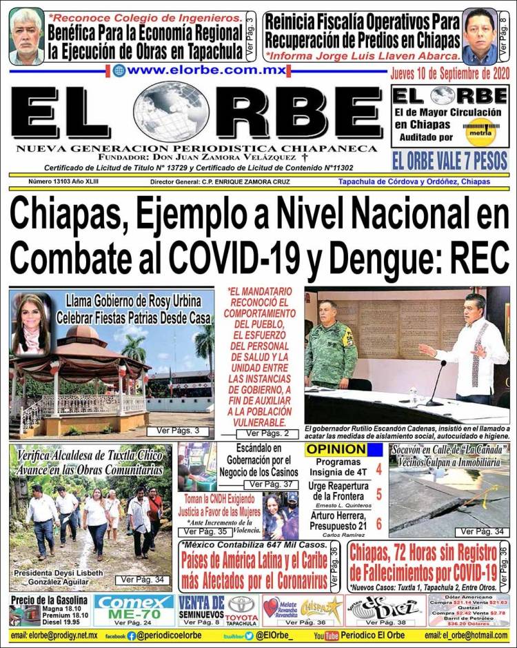 Portada de El Orbe (México)