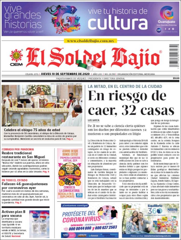 Portada de El Sol del Bajio (México)