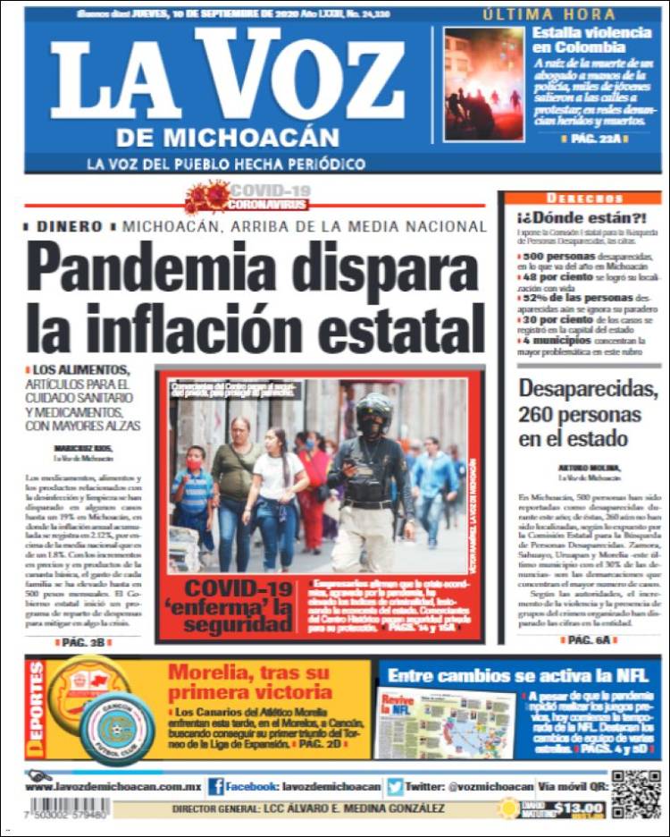 Periódico La Voz de Michoacán (México). Periódicos de México. Edición