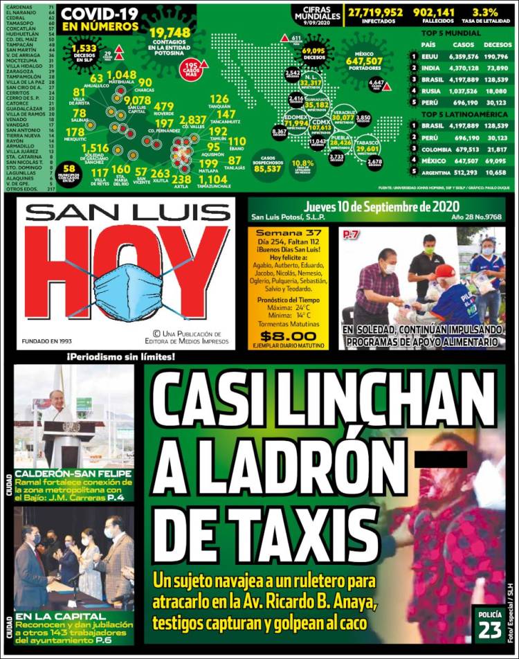 Portada de San Luis Hoy (Mexico)