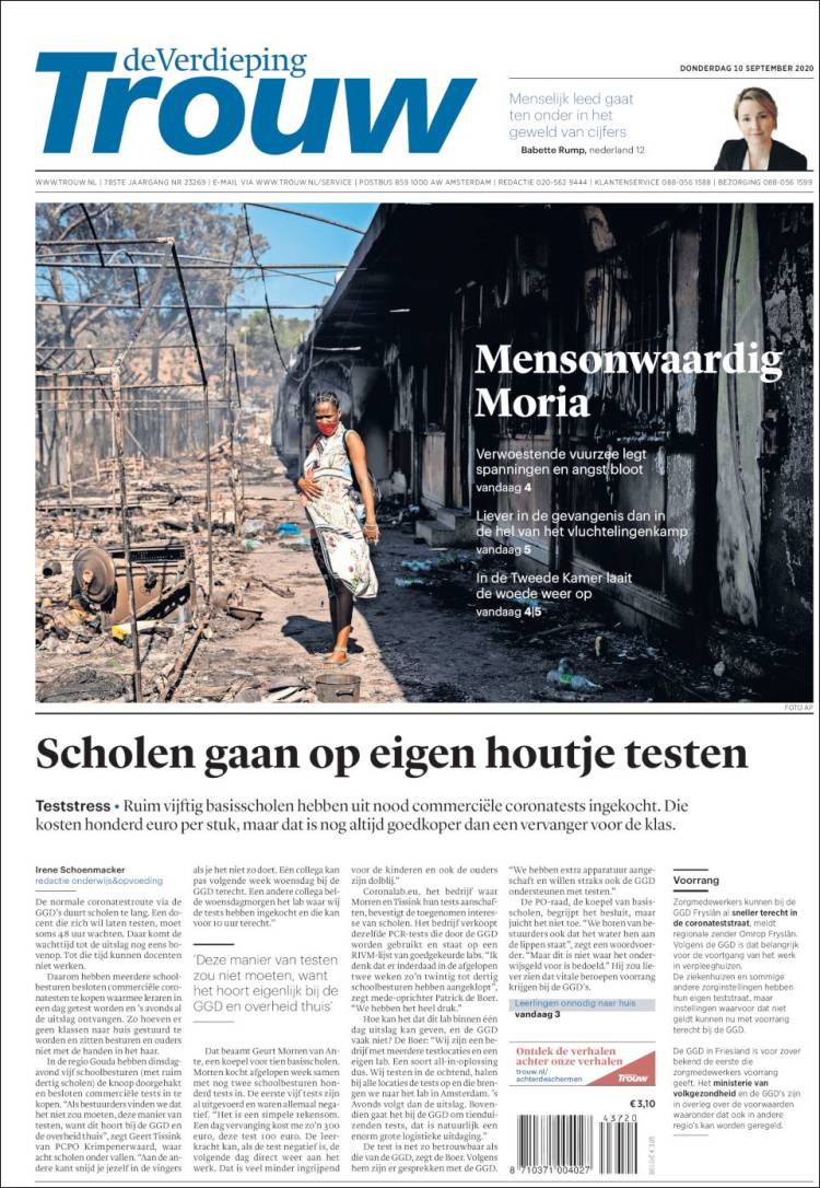 Portada de Trouw (Pa&iacute;ses Bajos)