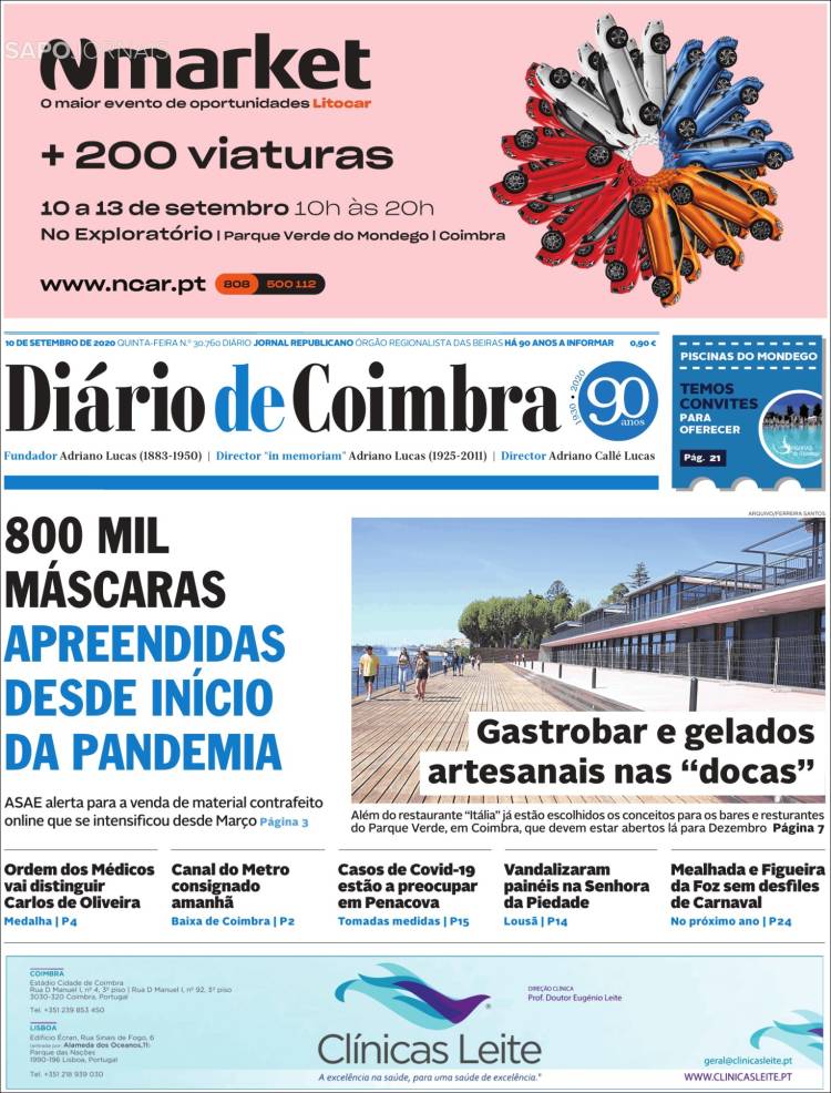 Portada de Diário de Coimbra (Portugal)