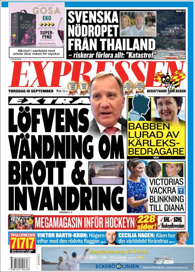Portada de Expressen (Suecia)