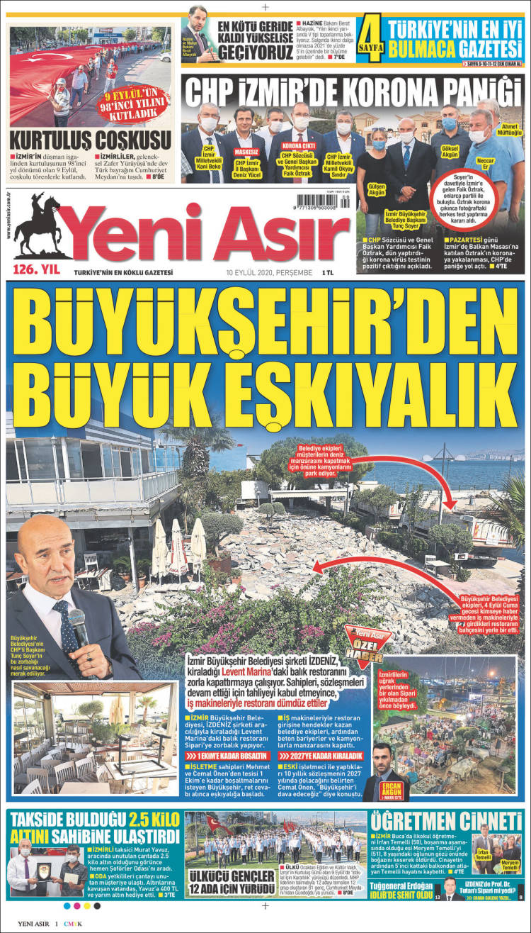 Portada de Yeni Asır (Turqu&iacute;a)