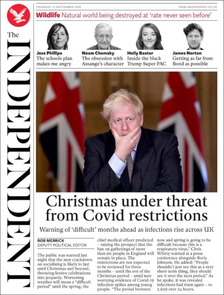 Portada de The Independent (Reino Unido)