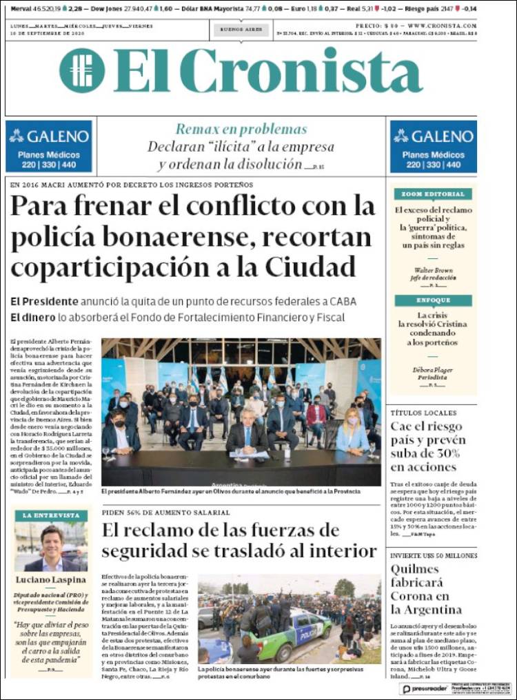 Portada de El Cronista Comercial (Argentina)