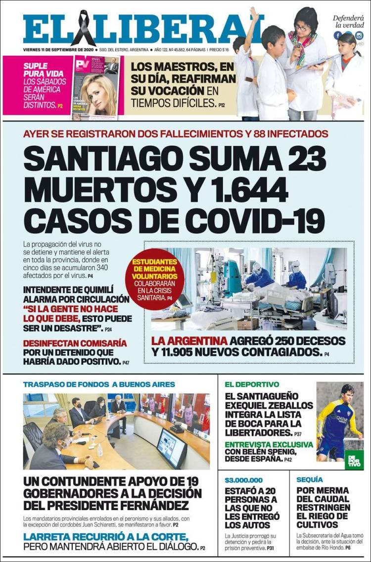 Portada de Diario El Liberal (Argentina)