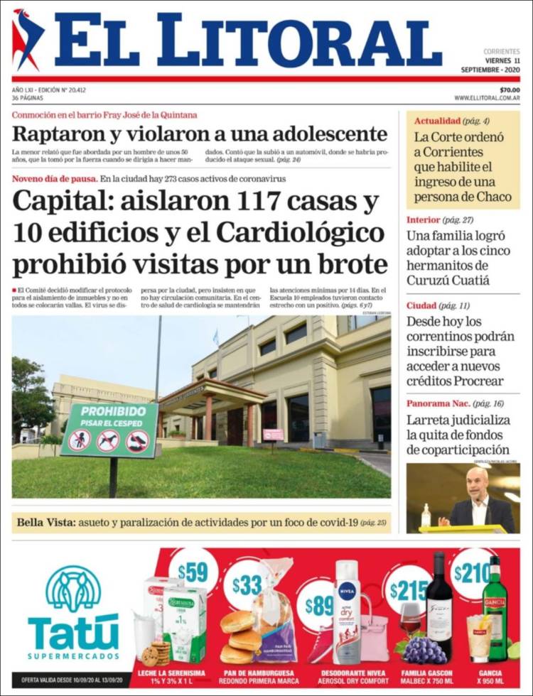 Portada de El Litoral Corrientes (Argentina)