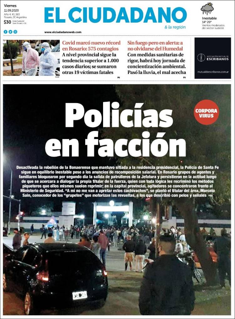 Portada de Diario El Ciudadano (Argentina)