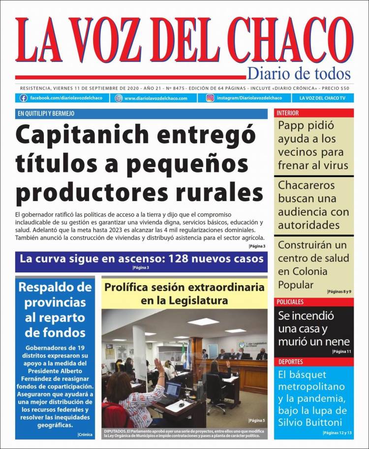 Portada de La Voz del Chaco (Argentina)