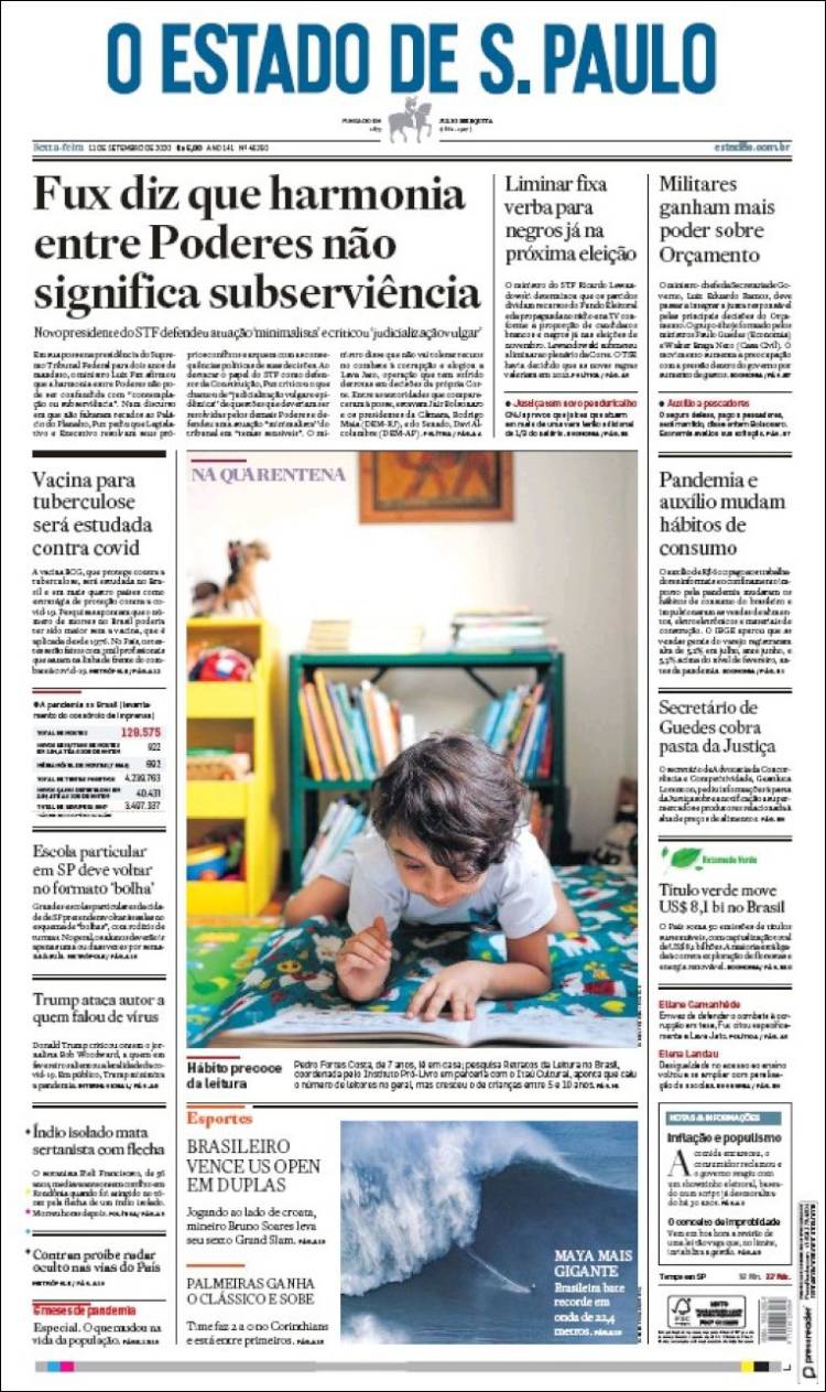 Portada de O Estado de São Paulo (Brasil)