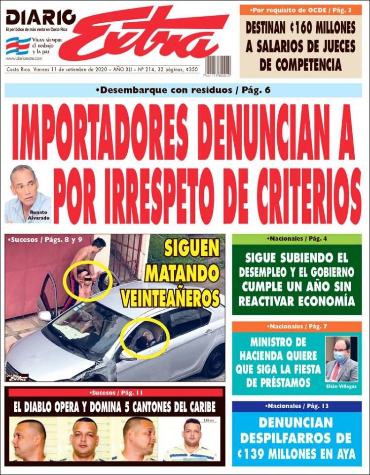 Portada de Diario Extra (Costa Rica)