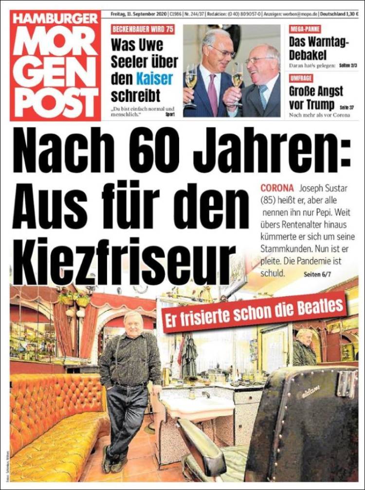 Portada de Hamburger Morgenpost  (Alemania)