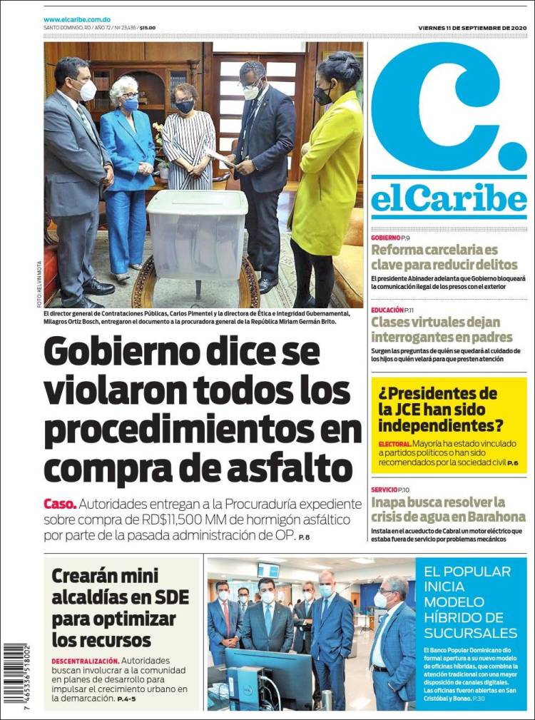 Portada de El Caribe (R. Dominicana)
