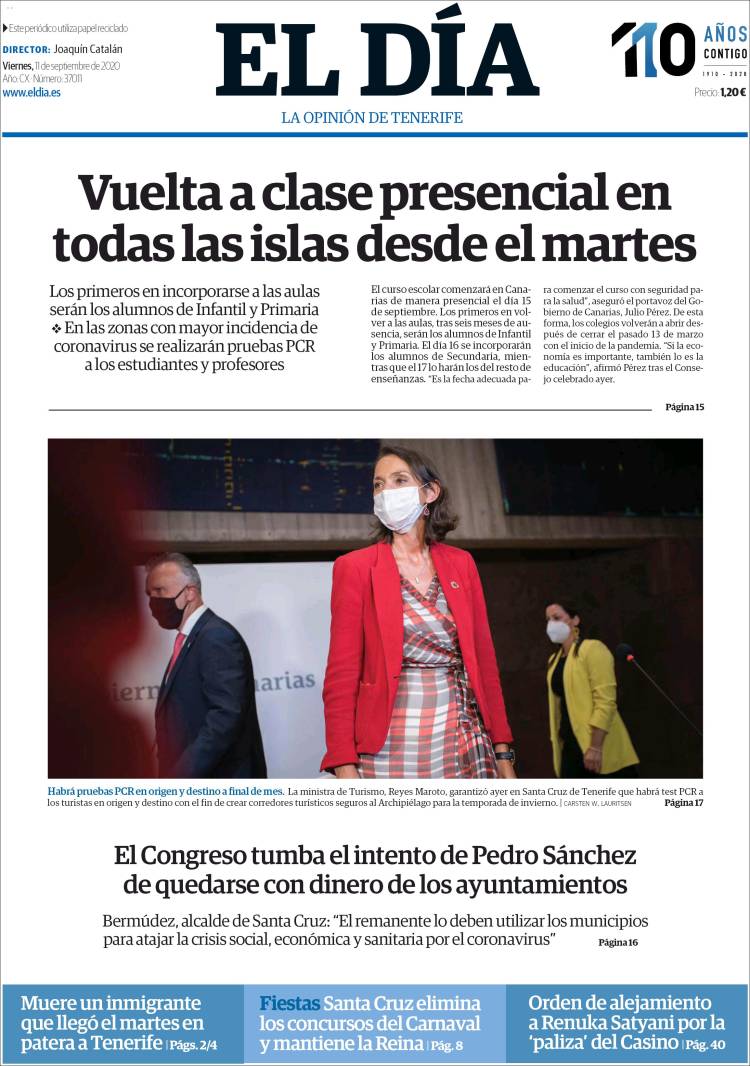 Portada de El Día (Espa&ntilde;a)