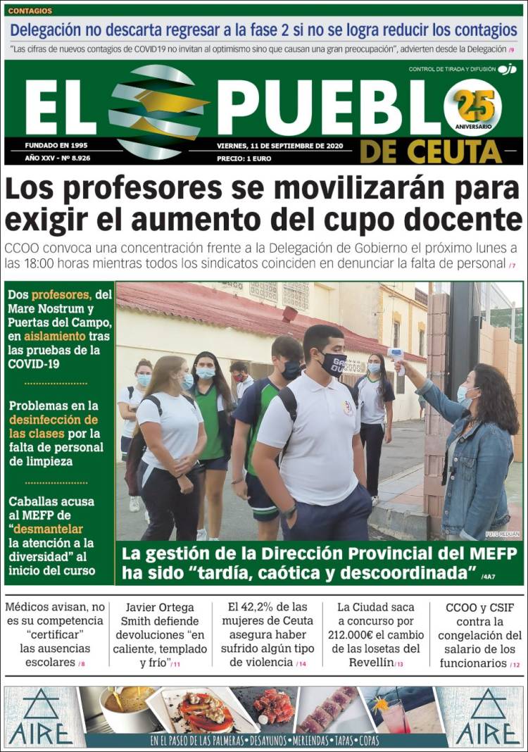 Portada de El Pueblo de Ceuta (Espa&ntilde;a)