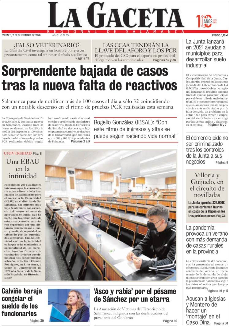 Portada de La Gaceta de Salamanca (Espa&ntilde;a)