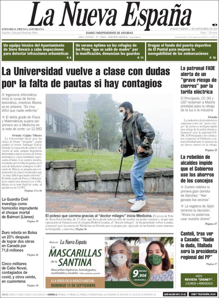 Portada de La Nueva España (Espa&ntilde;a)