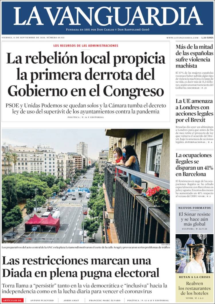Portada de La Vanguardia (Espa&ntilde;a)