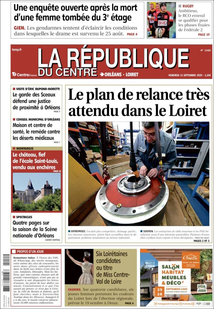 Portada de La République du Centre (France)