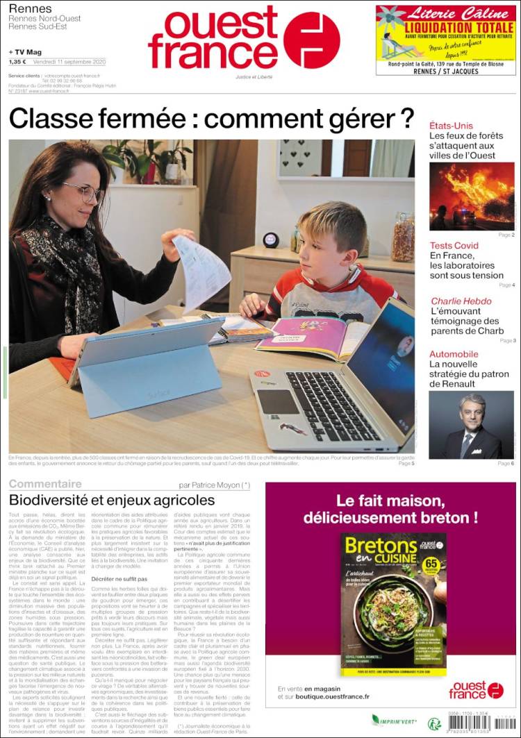 Portada de Ouest France (France)