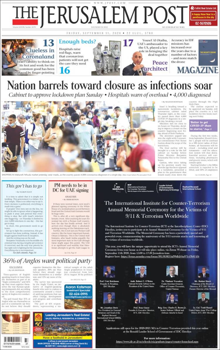 Portada de The Jerusalem Post (Israel)