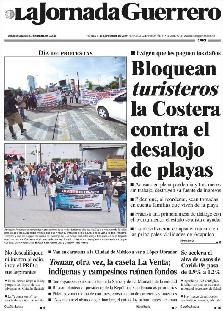 Portada de La Jornada de Guerrero (M&eacute;xico)