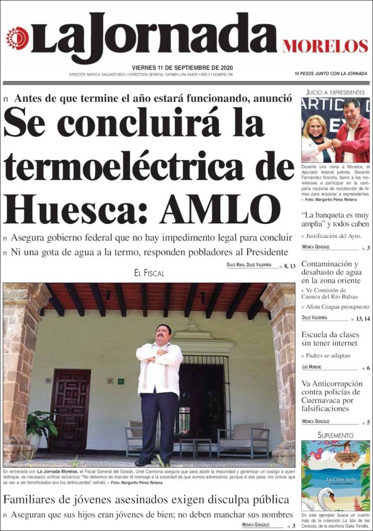 Portada de La Jornada - Morelos (M&eacute;xico)