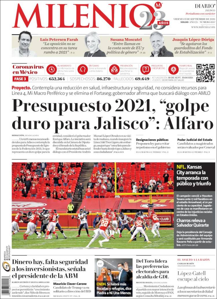 Portada de Milenio - Jalisco (M&eacute;xico)