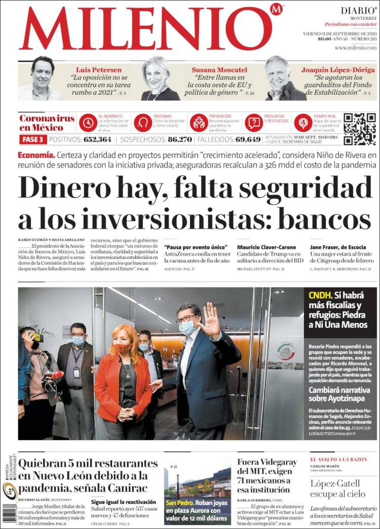 Portada de Milenio de Monterrey (M&eacute;xico)