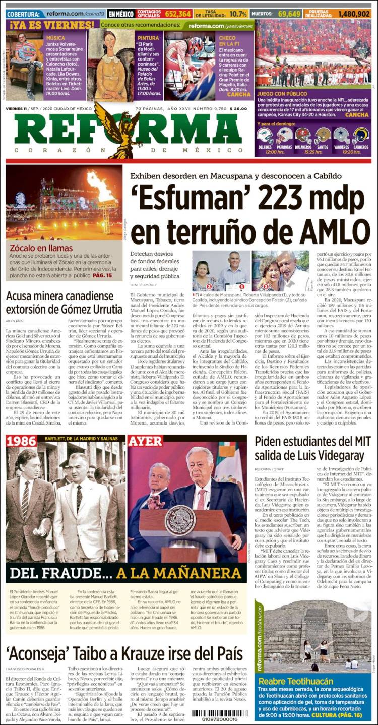 Portada de Reforma (M&eacute;xico)