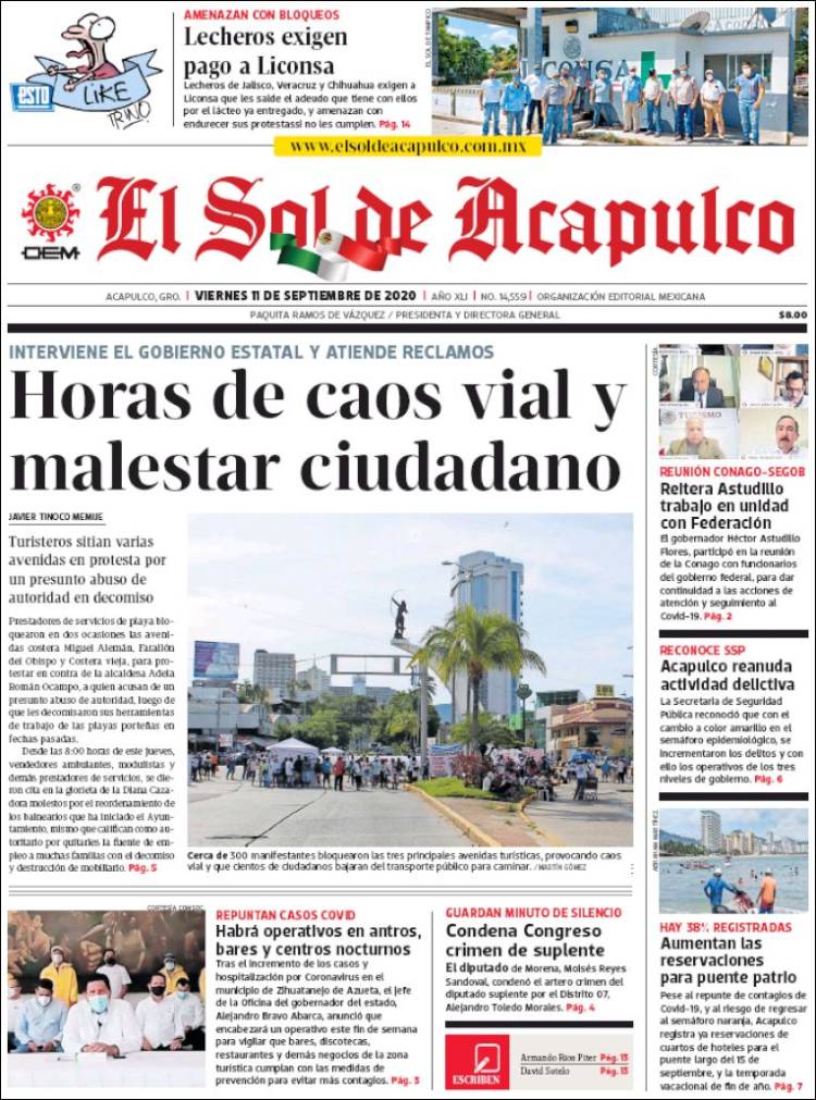 Portada de El Sol de Acapulco (M&eacute;xico)