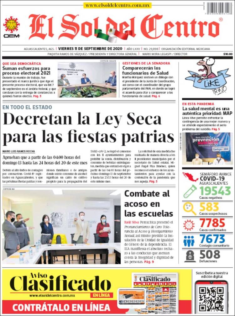 Portada de El Sol del Centro (M&eacute;xico)