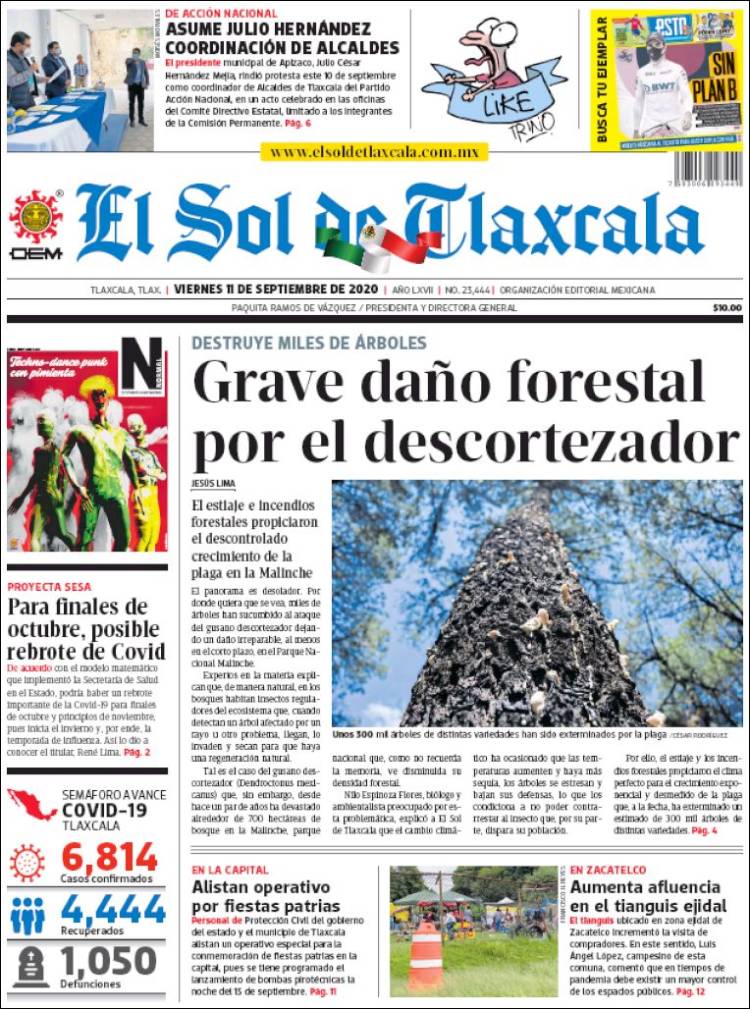 Portada de El Sol de Tlaxcala (M&eacute;xico)