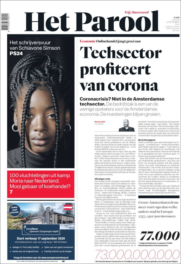 Portada de Het Parool (Pa&iacute;ses Bajos)