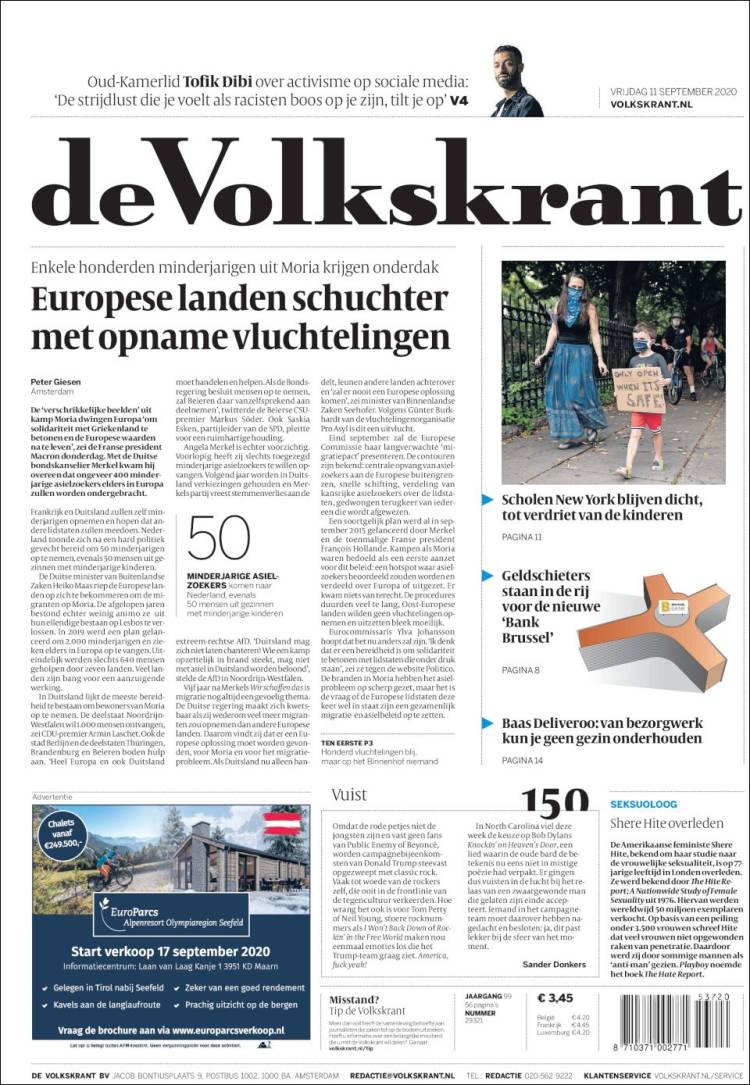 Portada de De Volkskrant (Pa&iacute;ses Bajos)