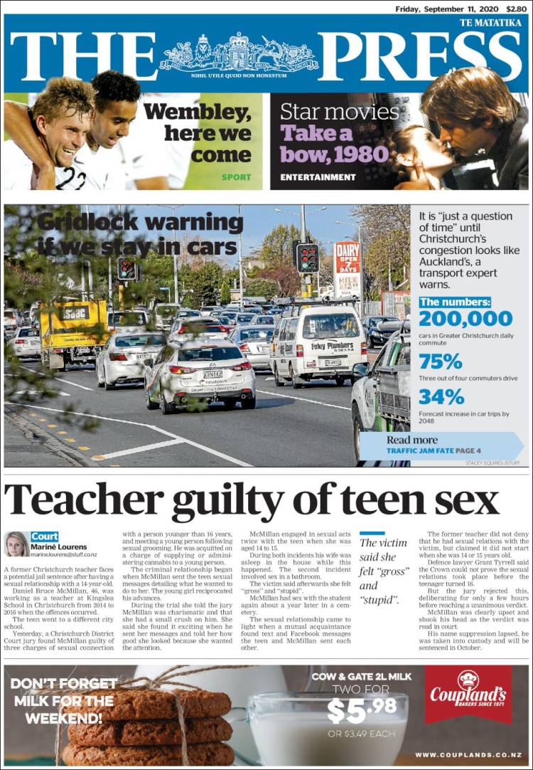 Portada de The Press (Nueva Zelanda)