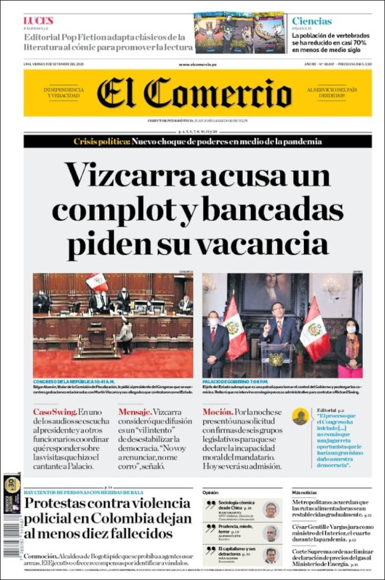 Portada de El Comercio (Peru)