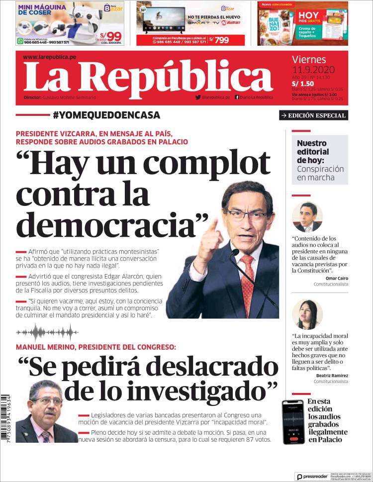 Portada de La Republica (Peru)